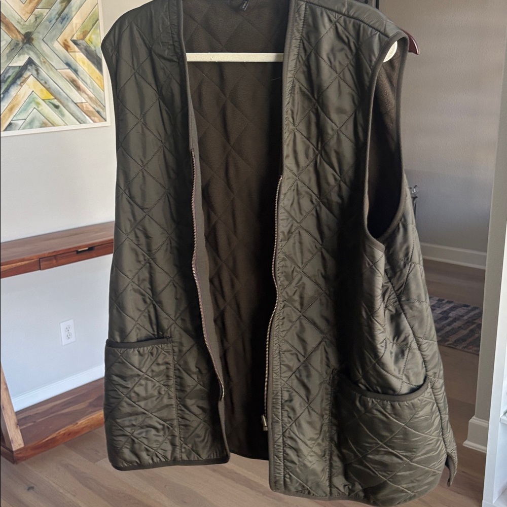 Men's Barbour Olive Green Waxed Jacket & Liner Vest - Picture 10 of 10
